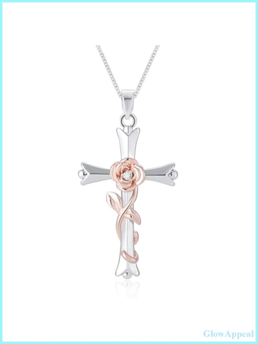 Brass Cross Necklace with Flowers for Women